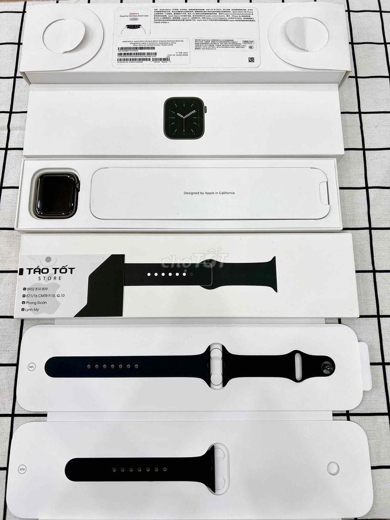 apple wacth S6/44mm thép đen esim LTE fulbox 99%