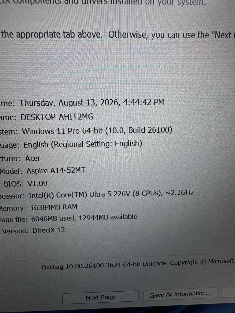 Acer Aspire A14 Ultra 5 16GB/1TB giá sinh viên. Mua bán Laptop tại Quận Đống Đa Hà Nội được đăng bởi Lê Khuyến hình 1