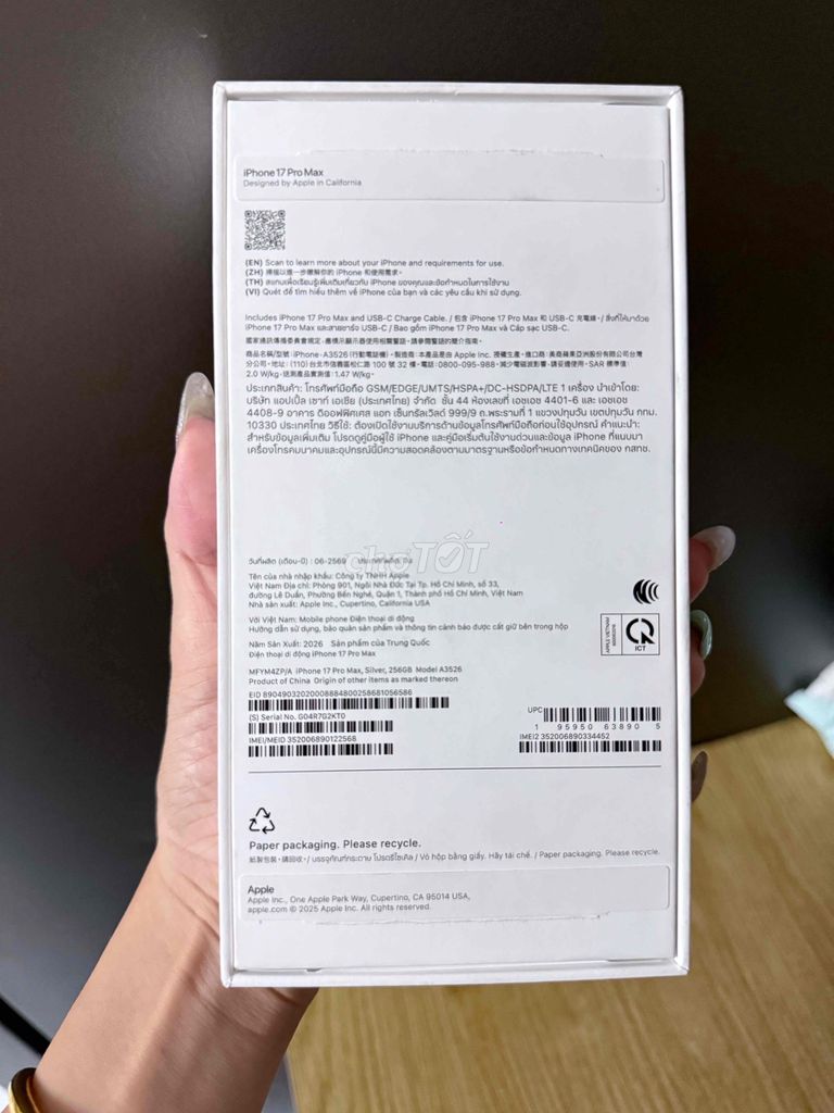 IPhone 17 ProMax, 256GB Trắng,máy mới kích hoạt. Mua bán Điện thoại tại Huyện Củ Chi Tp Hồ Chí Minh được đăng bởi Trang Minh hình 1