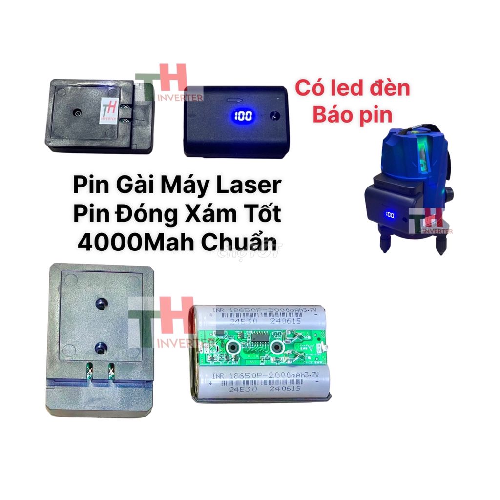 Pin Máy Bắn Cốt, Máy Cân Bằng Laze Dạng Gài có đèn