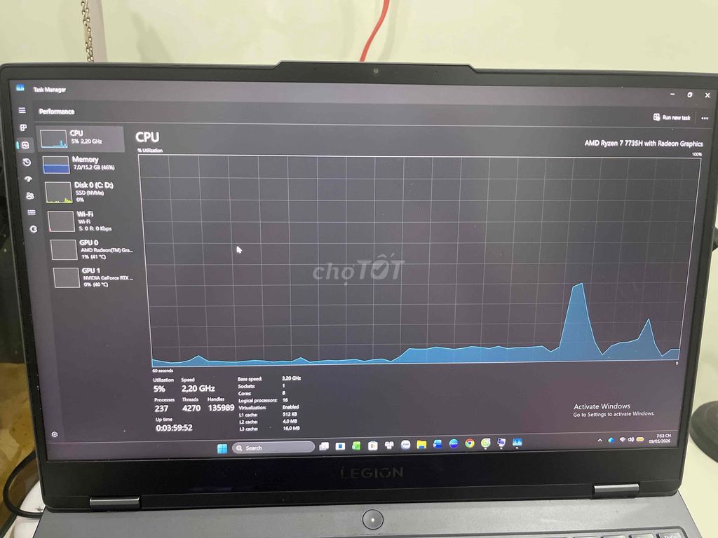 Lenovo Legion R7000 ARP8 AMD Ryzen 7 7735H 16GB. Mua bán Laptop tại Huyện Trảng Bom Đồng Nai được đăng bởi hoangg anh hình 1