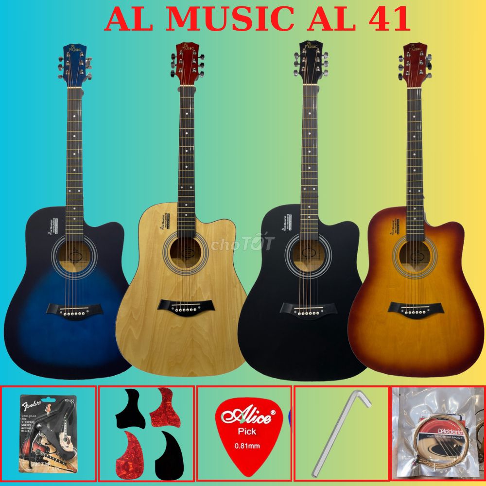 Đàn Guitar Acoustic AL-41 Dáng Khuyết Đẹp+Phụ kiện