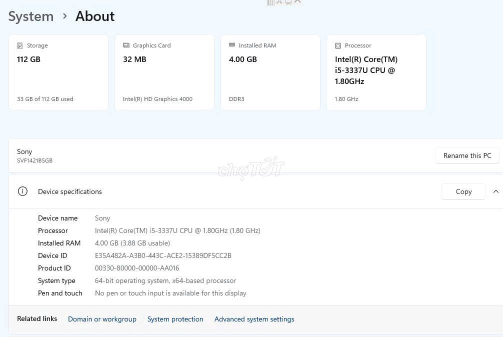Sony SVF1421BSGB i5-3337U 4GB/112GB. Mua bán Laptop tại Quận Nam Từ Liêm Hà Nội được đăng bởi Tran Hoang Anh hình 1