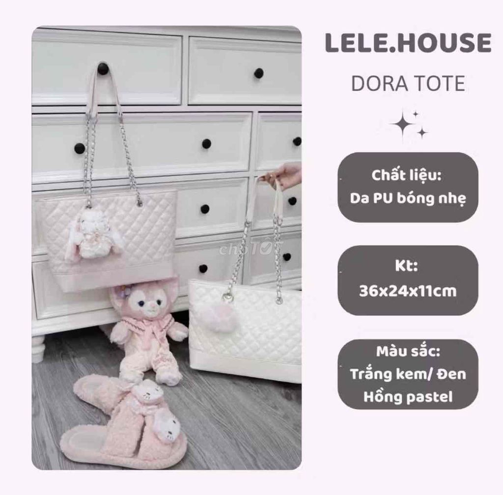 LELE.HOUSE Dora Tote Da PU Trắng kem. Mua bán Túi xách tại Quận Bắc Từ Liêm Hà Nội được đăng bởi Thanh Do Phuong hình 1