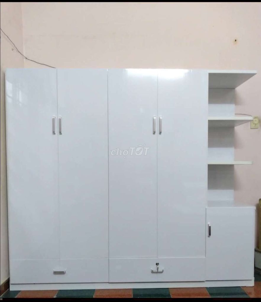 TỦ NHỰA ĐÀI LOAN 4 CÁNH 1 KỆ MÀU TRẮNG . Mua bán Tủ, kệ gia đình tại Thành phố Biên Hòa Đồng Nai được đăng bởi Tủ nhựa đài loan hoàng quân hình 1