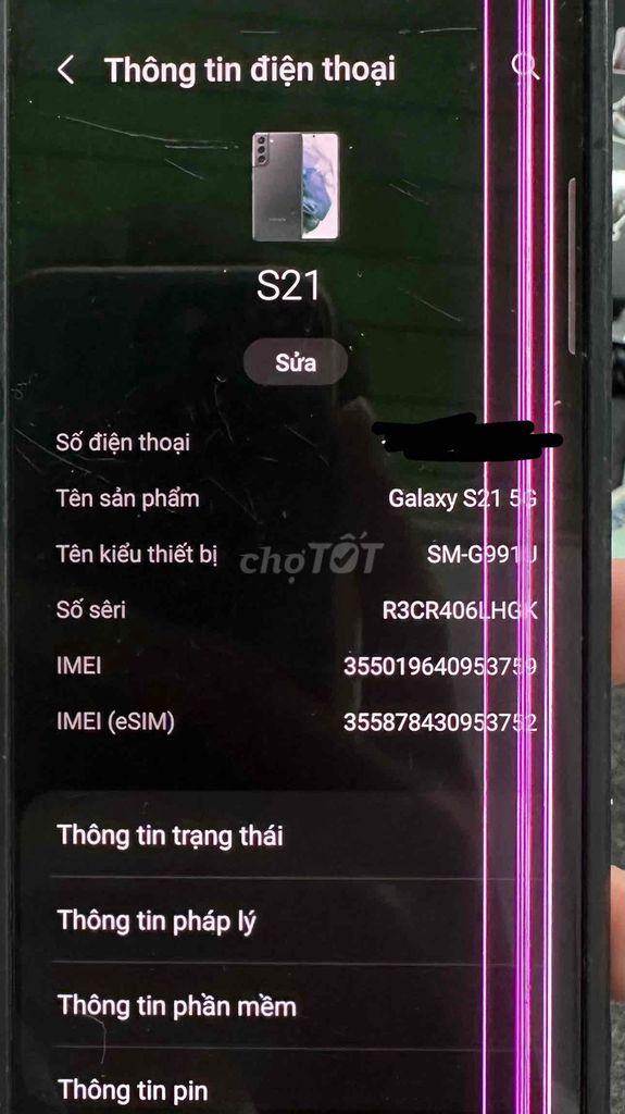 Samsung Galaxy S21 5G Sọc màn. Mua bán Điện thoại tại Quận 11 Tp Hồ Chí Minh được đăng bởi Nhật Khoa hình 1