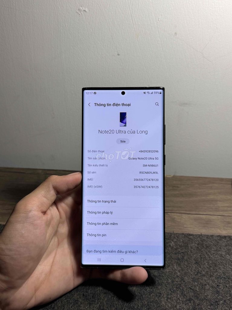 Samsung Galaxy Note20 Ultra 12GB/128GB Đen. Mua bán Điện thoại tại Huyện Bình Chánh Tp Hồ Chí Minh được đăng bởi Long Nguyễn hình 1