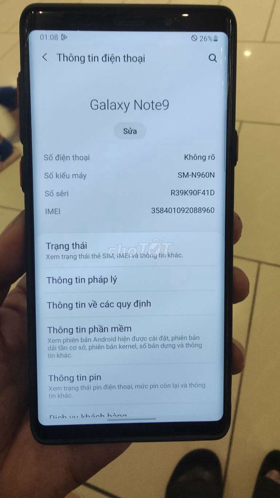 Note9 ram 8/512 Hàn main zin full cn màn zin đẹp