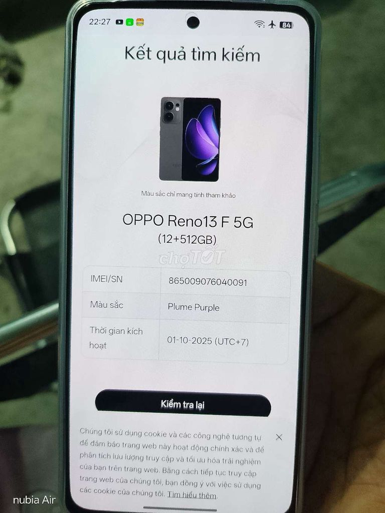 Oppo Reno 13F 5G 512GB Tím 99% mới. Mua bán Điện thoại tại Thành phố Biên Hòa Đồng Nai được đăng bởi Vo Nam hình 1