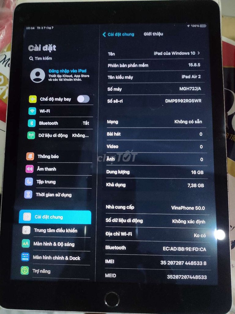 Apple iPad Air 2 16GB Bạc. Mua bán Máy tính bảng tại Thành phố Vinh Nghệ An được đăng bởi Khactoan hình 1