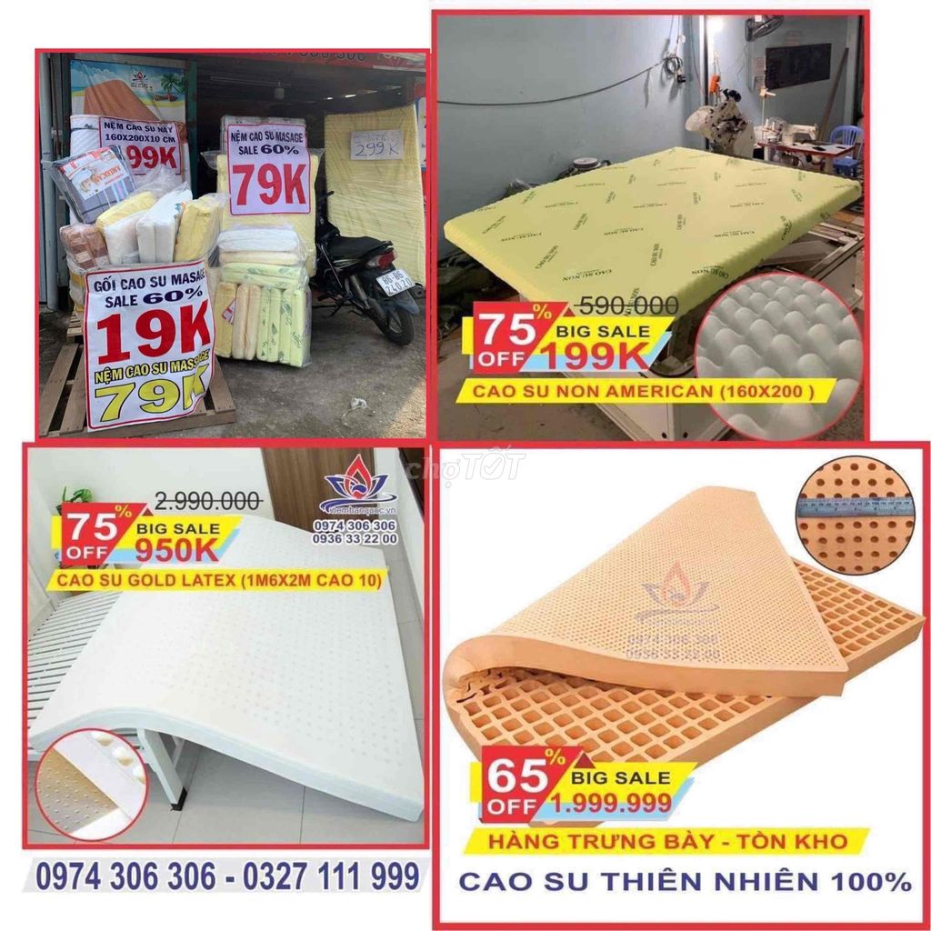 nệm cao su thiên nhiên 100% sale rẻ