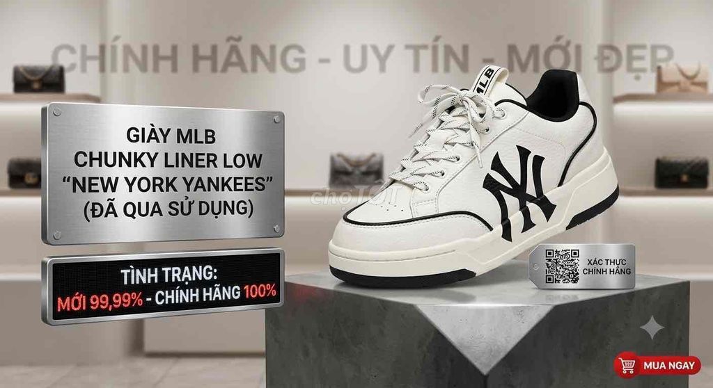 Giày thể thao MLB Chunky Liner Low Trắng viền đen. Mua bán Giày dép tại Thành phố Hồng Ngự Đồng Tháp được đăng bởi bùi tài hình 1
