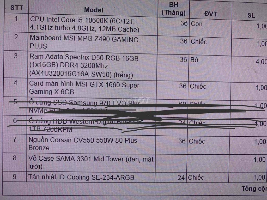 Case PC i5-10600K Ram 32GB GTX 1660 Super. Mua bán Máy tính để bàn tại Quận Hai Bà Trưng Hà Nội được đăng bởi Thế Anh hình 1