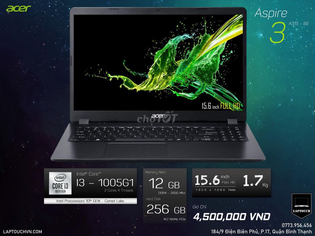 Acer Aspire 3 A315 - 56 [ Like New ]. Mua bán Laptop tại Quận Bình Thạnh Tp Hồ Chí Minh được đăng bởi Cửa Hàng Máy Tính Laptouch VN hình 1