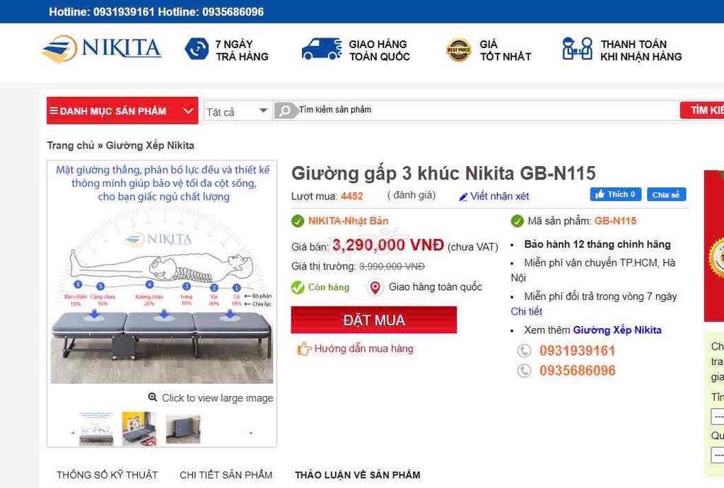 thanh lý giường gấp gọn Nikita còn như mới