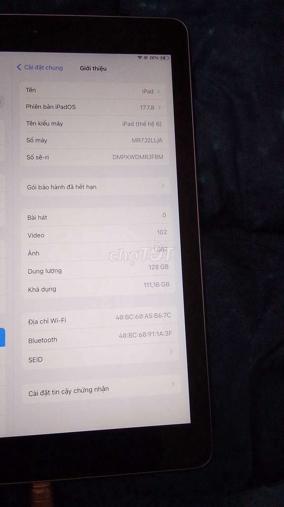 Apple iPad (thế hệ 6) 128GB Wifi. Mua bán Máy tính bảng tại Thành phố Thủ Dầu Một Bình Dương được đăng bởi An hình 1