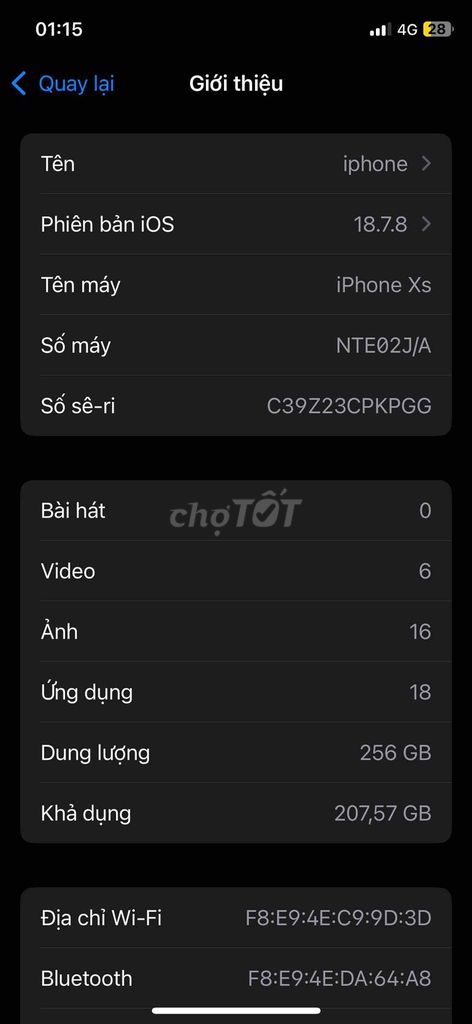 Apple iPhone Xs 256GB Like New. Mua bán Điện thoại tại Thành phố Dĩ An Bình Dương được đăng bởi dang gia bao hình 1