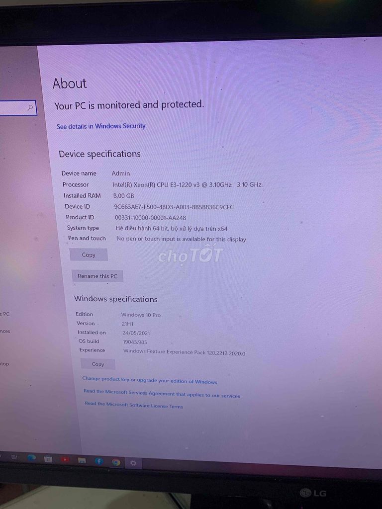 Thanh lý bộ máy tính xeon E3-1220 v3 màn LG 24 inh