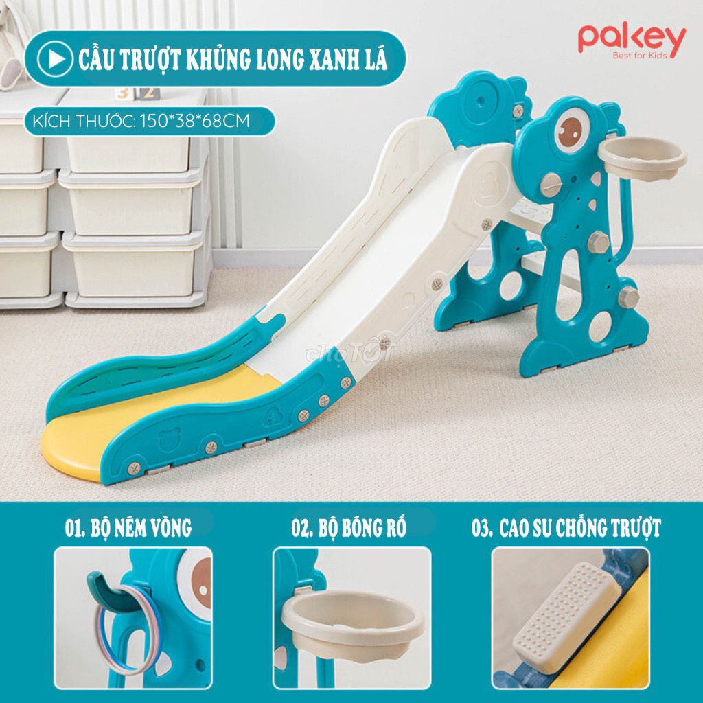 Cầu trượt Pakey Khủng long Xanh lá Nhựa. Mua bán Mẹ và bé tại Quận Cẩm Lệ Đà Nẵng được đăng bởi Hằng My hình 1