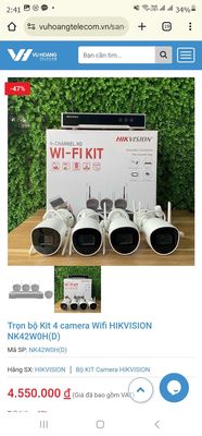 Giảm 70% Bộ Camera WIFI HIKVISION NK42W0H(D). Mua bán Máy ảnh, Máy quay tại Huyện Gia Lâm Hà Nội được đăng bởi Thu
