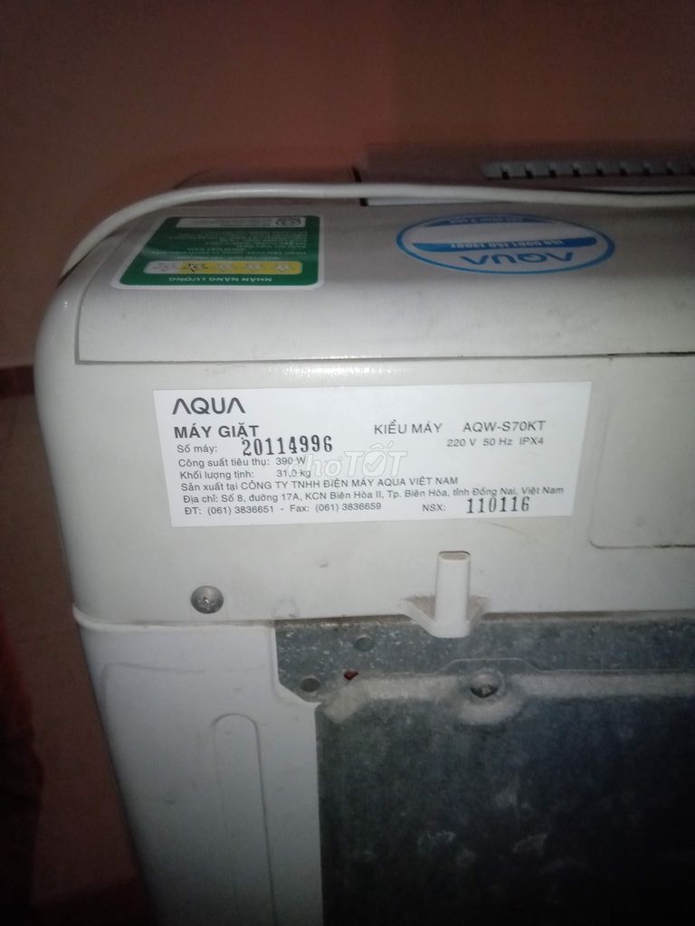 0393205708 - Dư dùng cần bán máy giặt Aqua máy còn mới 80%