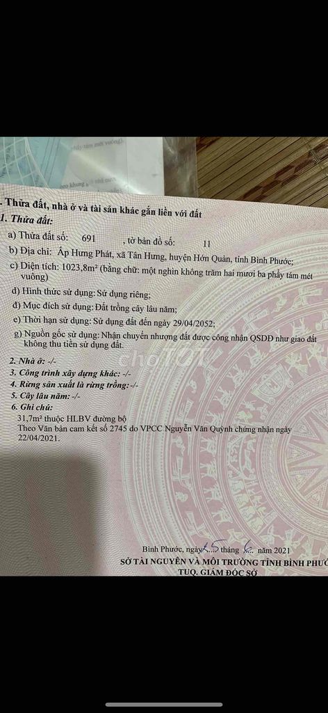 bán lô đất ngay cạnh đường lớn DT 756