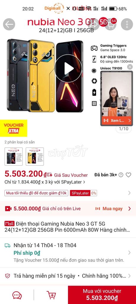 Nubia Neo3 GT 5G mới keng mua được nửa tháng. Mua bán Điện thoại tại Huyện Bình Lục Hà Nam được đăng bởi Huantran hình 1