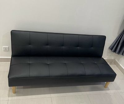 ghế sofa bed da đen - chân inox - size 96x1m7