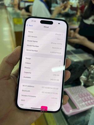 14 Pro 256G Bảo Hành Apple 04/2026🔋zin 100
