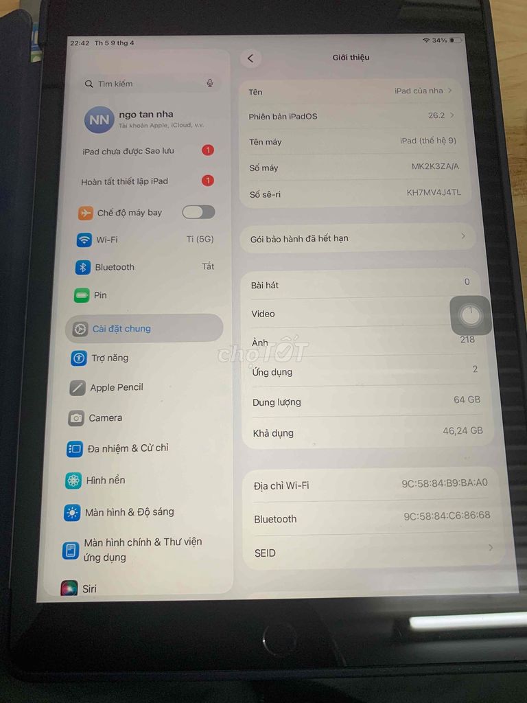Apple iPad 9 64GB Đen. Mua bán Máy tính bảng tại Quận 12 Tp Hồ Chí Minh được đăng bởi ngô tấn nhã hình 1