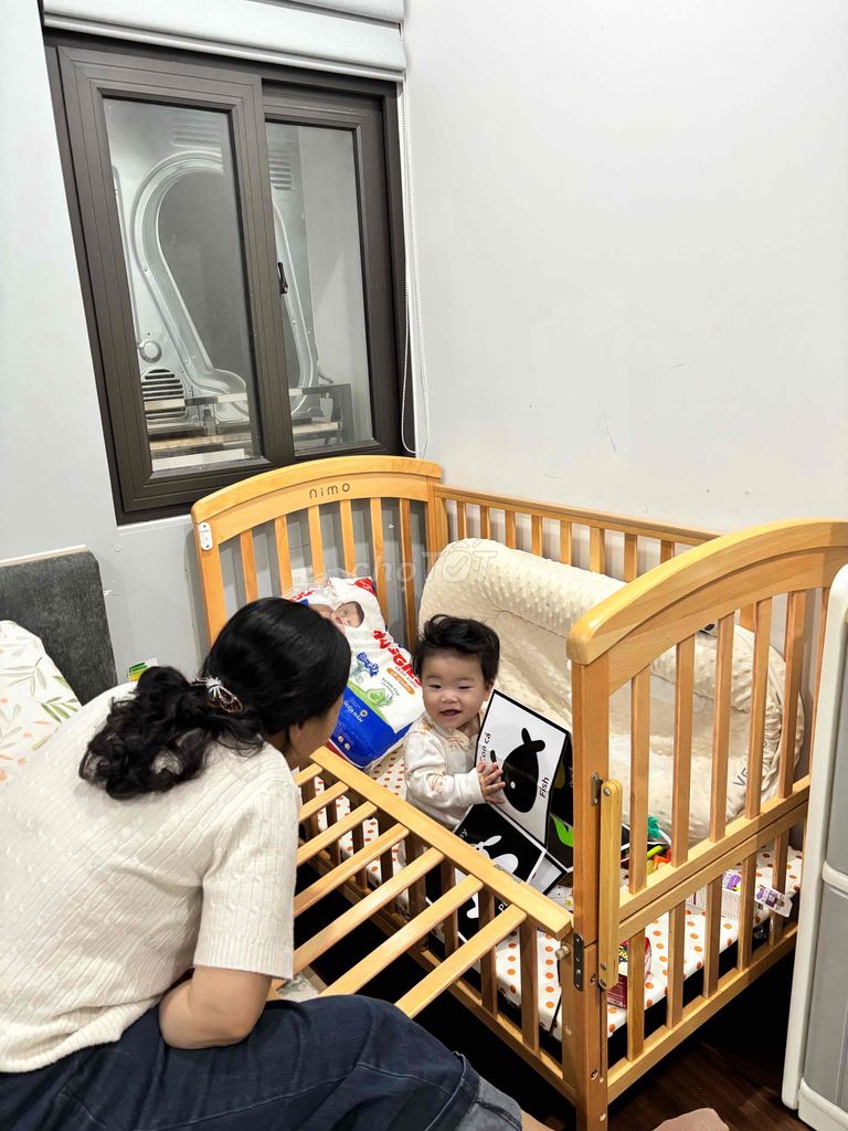 Cũi em bé Nimo gỗ nâu hai tầng. Mua bán Mẹ và bé tại Huyện Thanh Trì Hà Nội được đăng bởi trang hình 1