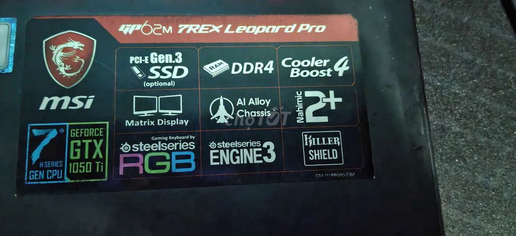 MSI GP62M 7REX Leopard Pro i7 7700HQ GTX 1050 Ti. Mua bán Laptop tại Quận Cái Răng Cần Thơ được đăng bởi dhshehs hình 1