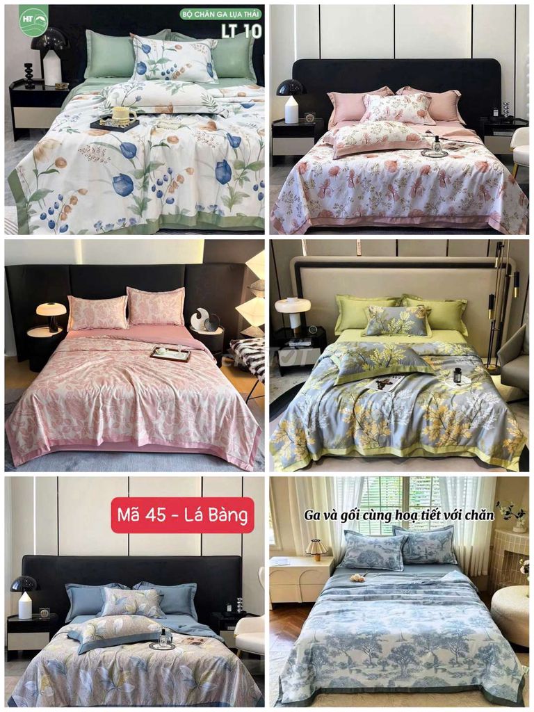 Bộ chăn ga gối lụa Thái hoạ tiết hè thu. Mua bán Giường, chăn ga gối nệm tại Quận Cẩm Lệ Đà Nẵng được đăng bởi Ngọcn shop hình 1