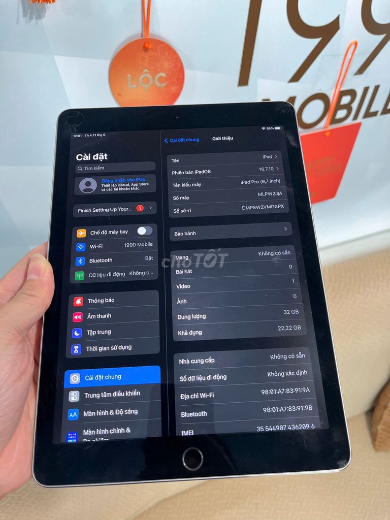 iPad Pro 9.7 bản  đủ cả wifi + 4G. Mua bán Máy tính bảng tại Quận Tây Hồ Hà Nội được đăng bởi Hàn Trâm hình 2