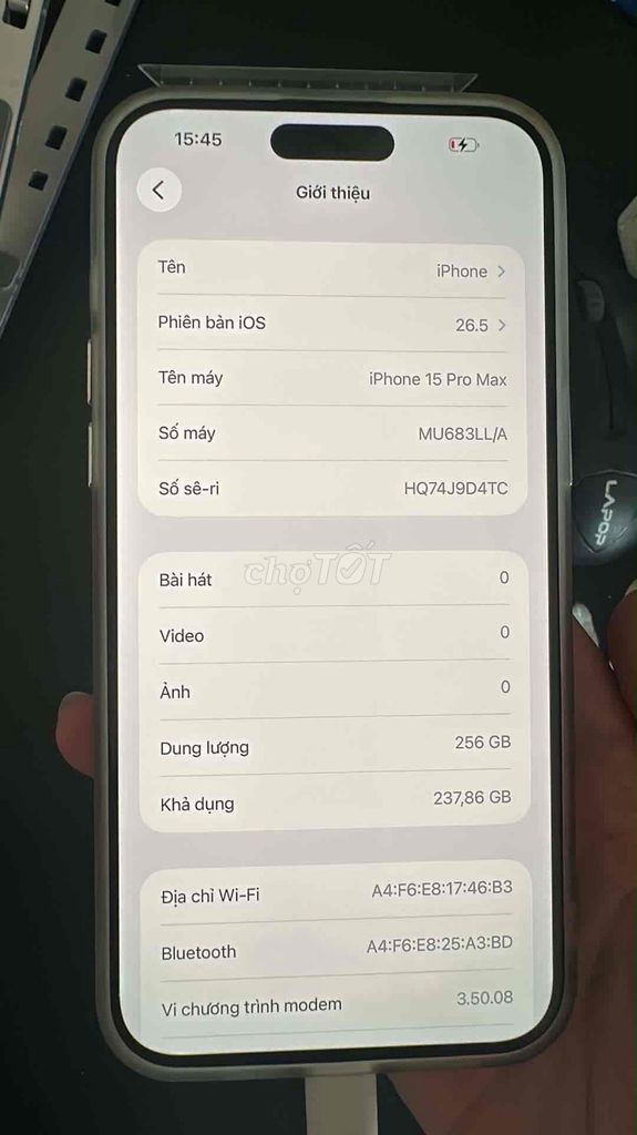 Apple iPhone 15 Pro Max 256GB Titan tự nhiên. Mua bán Điện thoại tại Quận Bắc Từ Liêm Hà Nội được đăng bởi Cao Xuân Hướng hình 1