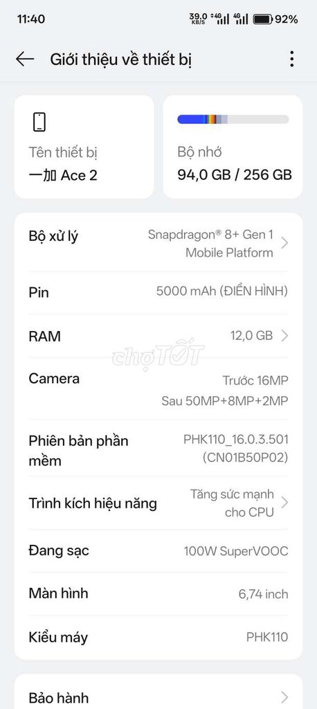 OnePlus Ace 2 . 12/256GB Đen. Mua bán Điện thoại tại Quận Cẩm Lệ Đà Nẵng được đăng bởi hd hình 1