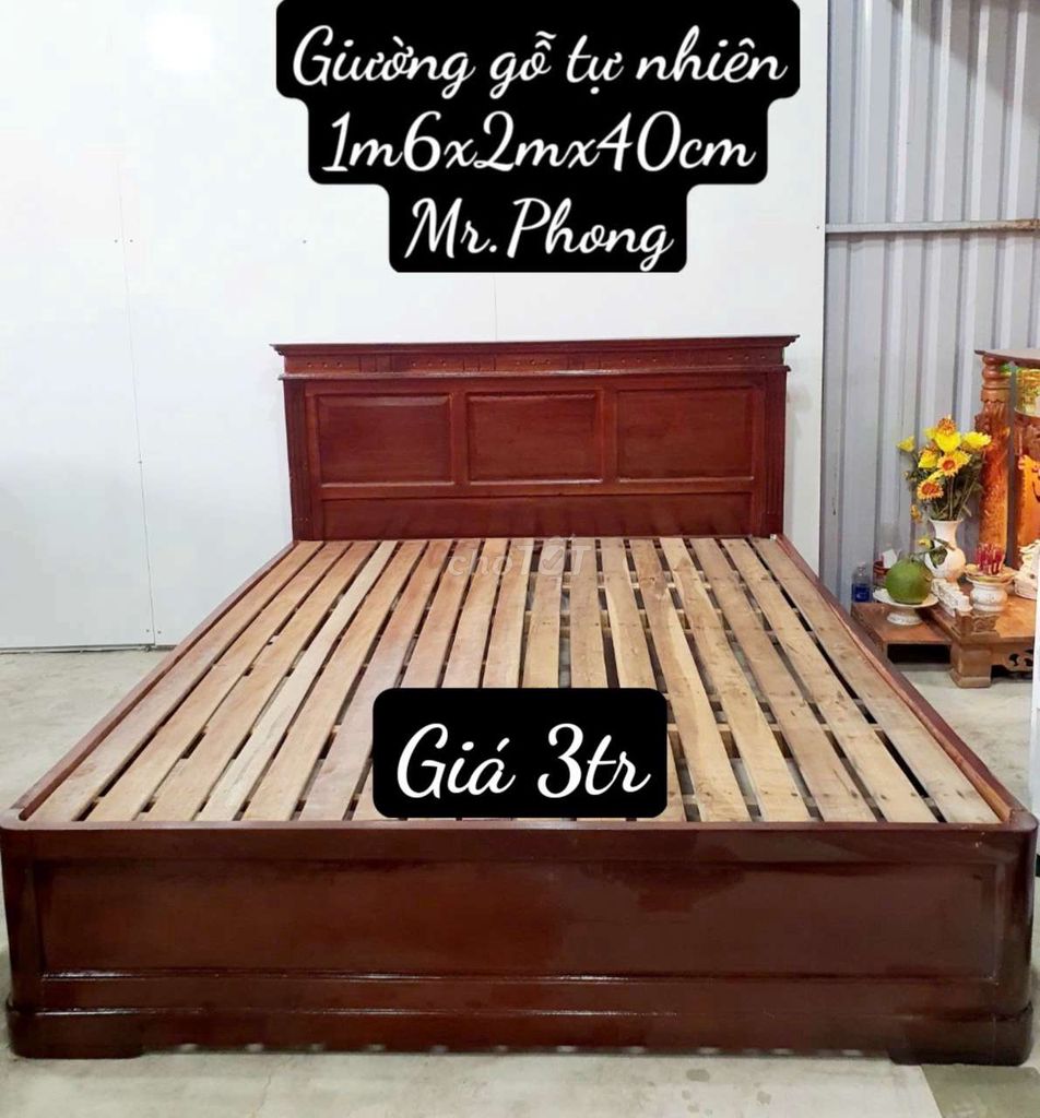 THANH LÝ GIƯỜNG GỖ 1M6X2M GIÁ 3TR TPHCM