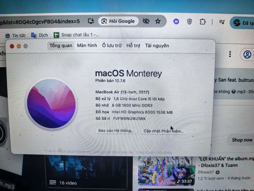 Apple MacBook Air 2017 i5 8GB/128GB. Mua bán Laptop tại Huyện Bình Chánh Tp Hồ Chí Minh được đăng bởi Huỳnh Tấn Hậu hình 1