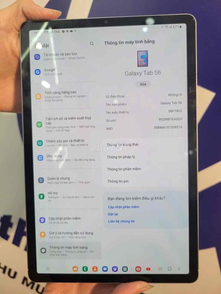 Samsung Galaxy Tab S6 6GB/128GB Xám. Mua bán Máy tính bảng tại Quận Đống Đa Hà Nội được đăng bởi Luxthumua Tây Mỗ hình 1