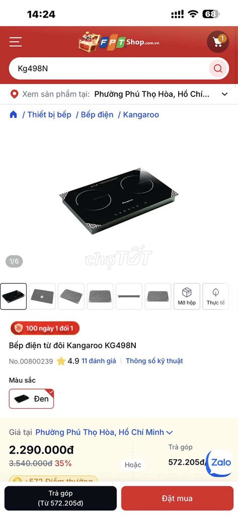 Bếp điện đôi Kangaroo KG498N Đen. Mua bán Bếp, lò, đồ điện nhà bếp tại Quận Bình Tân Tp Hồ Chí Minh được đăng bởi Toàn Dương hình 1