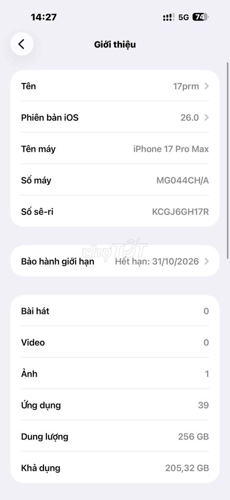 Apple iPhone 17 Pro Max 256GB. Mua bán Điện thoại tại Huyện Lục Nam Bắc Giang được đăng bởi Dương Tiểu Vũ  hình 1