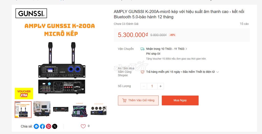 Amply karaoke Gunssi K200A. Mua bán Tivi, Âm thanh tại Quận Hồng Bàng Hải Phòng được đăng bởi Huy Tran hình 1