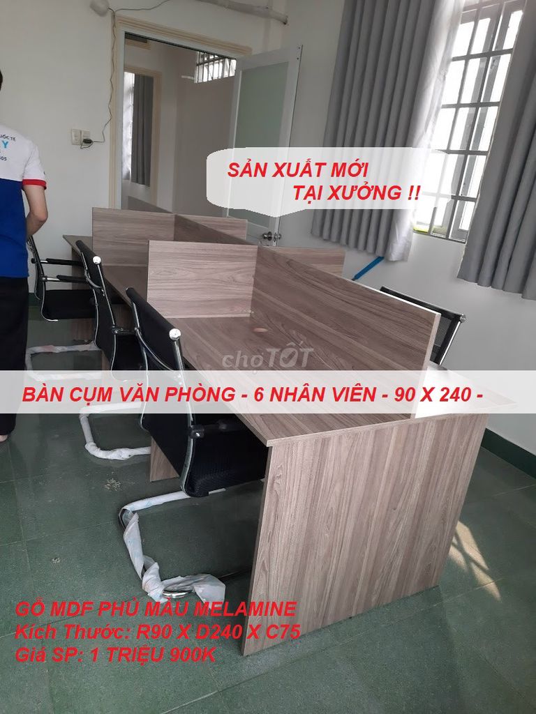 BÀN CỤM VÁCH - 6 NHÂN VIÊN - BÀN LÀM VIỆC NHÓM