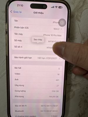 Apple iPhone 16 Pro Max 256GB Đen 100%