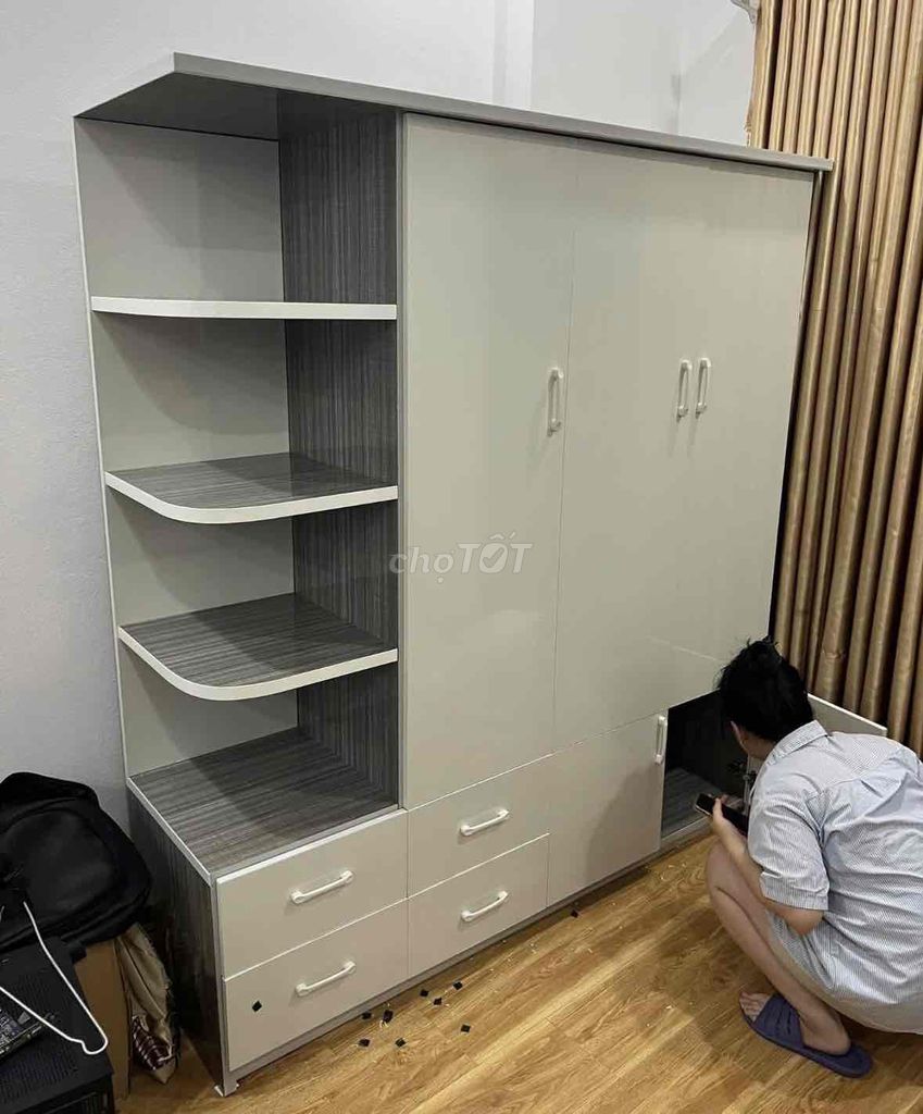 Tủ quần áo Nhựa Đài Loan Xám 1m65x1m8x43cm. Mua bán Tủ, kệ gia đình tại Thành phố Thuận An Bình Dương được đăng bởi Hong Le hình 1