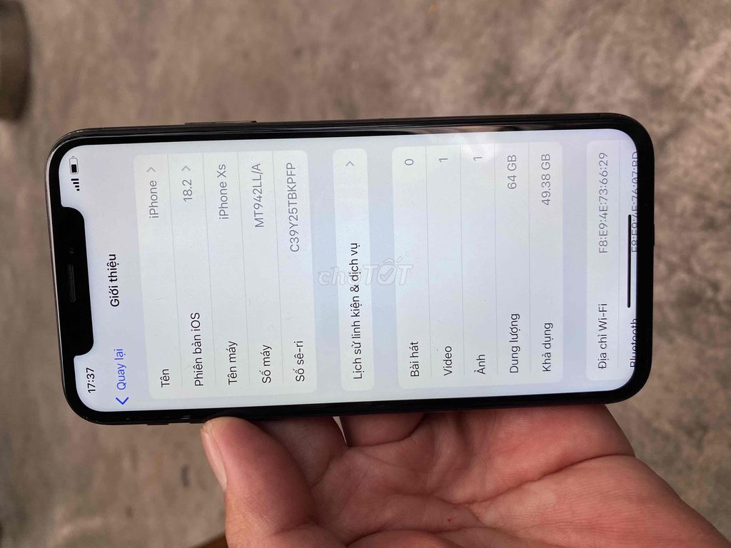 Iphone XS 64g màu đen quốc tế, full chức năng