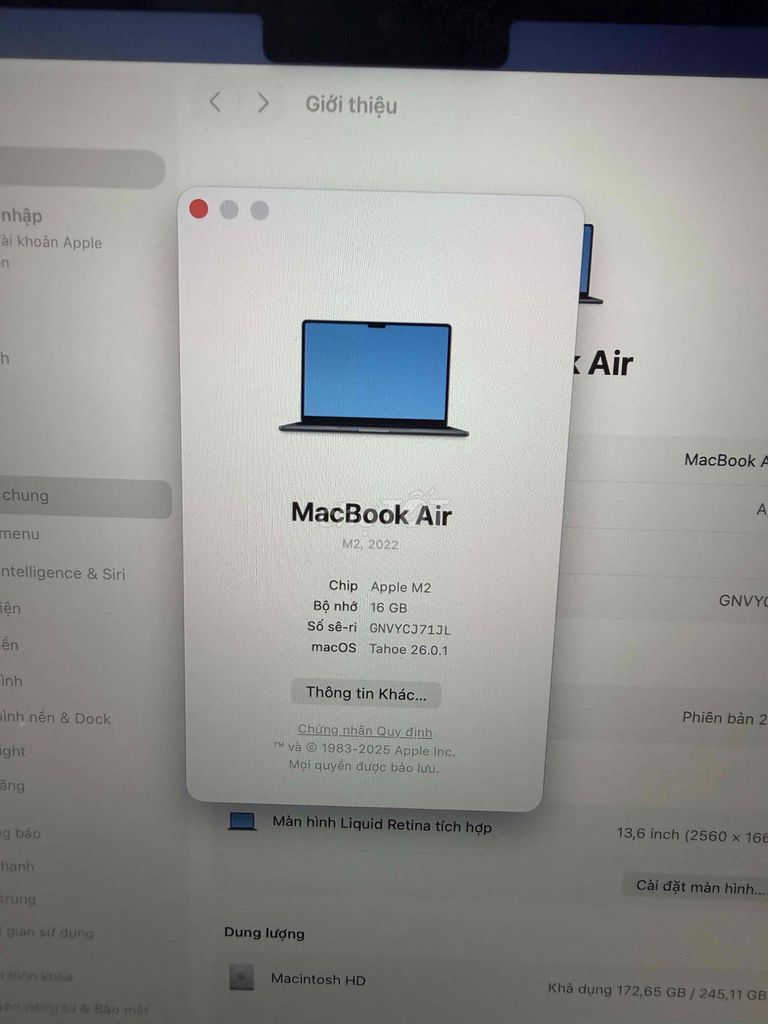 Apple MacBook Air M2 2022 16GB. Mua bán Laptop tại Quận Gò Vấp Tp Hồ Chí Minh được đăng bởi CẦM ĐỒ TÍN PHÁT 24H hình 1