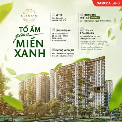 Bán căn Elysian 1PN 53m2, chỉ cần thanh toán 350tr, đã xong đợt 1