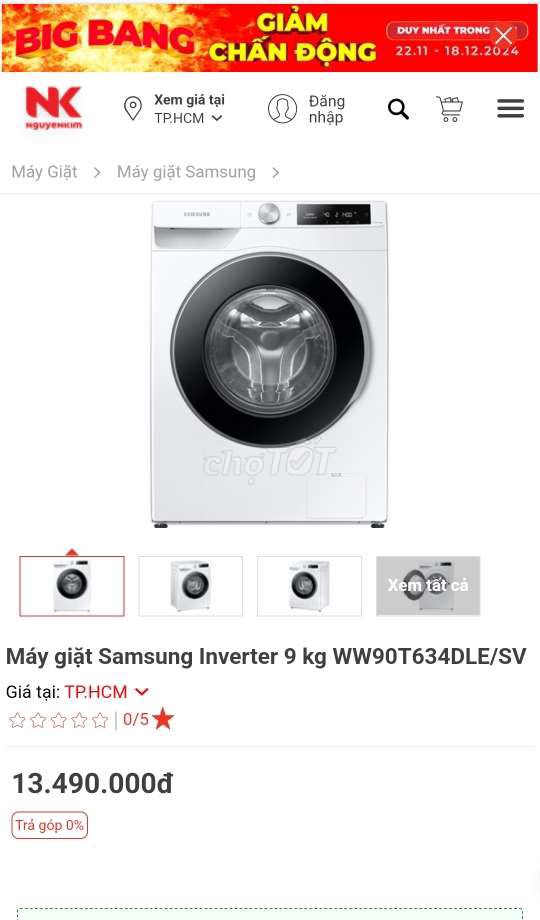 Samsung Inverter AI 9 kg còn BH hãng 10 tháng💥