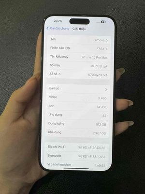 iphone 15 pro max 512gb còn bảo hành hãng